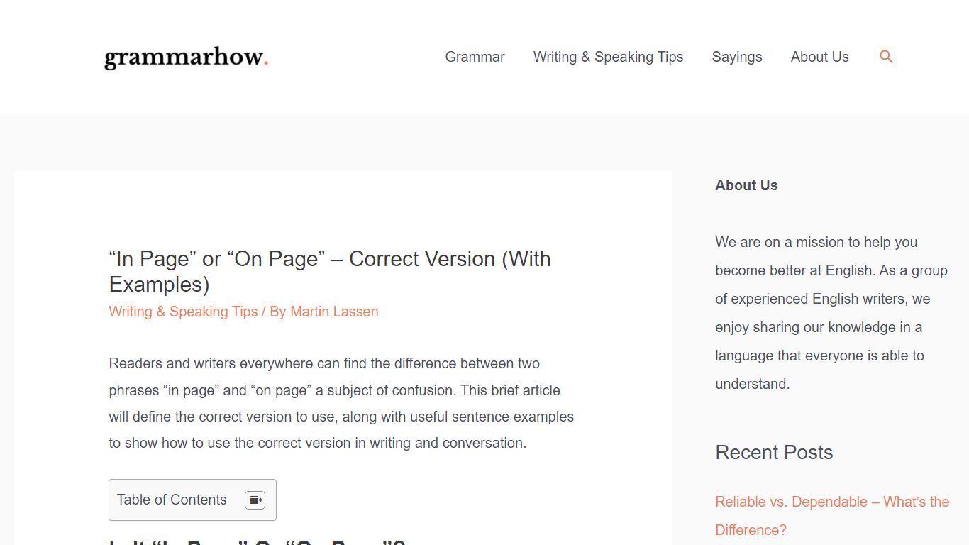 "In Page" or "On Page" - Correct Version (With Examples) - Grammarhow